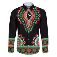 Libya Barbary Lion Family Matching Long Sleeve Bodycon Dress and Hawaiian Shirt Dashiki Simple Style LT05 - Wonder Print Shop