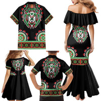Libya Barbary Lion Family Matching Mermaid Dress and Hawaiian Shirt Dashiki Simple Style LT05 - Wonder Print Shop