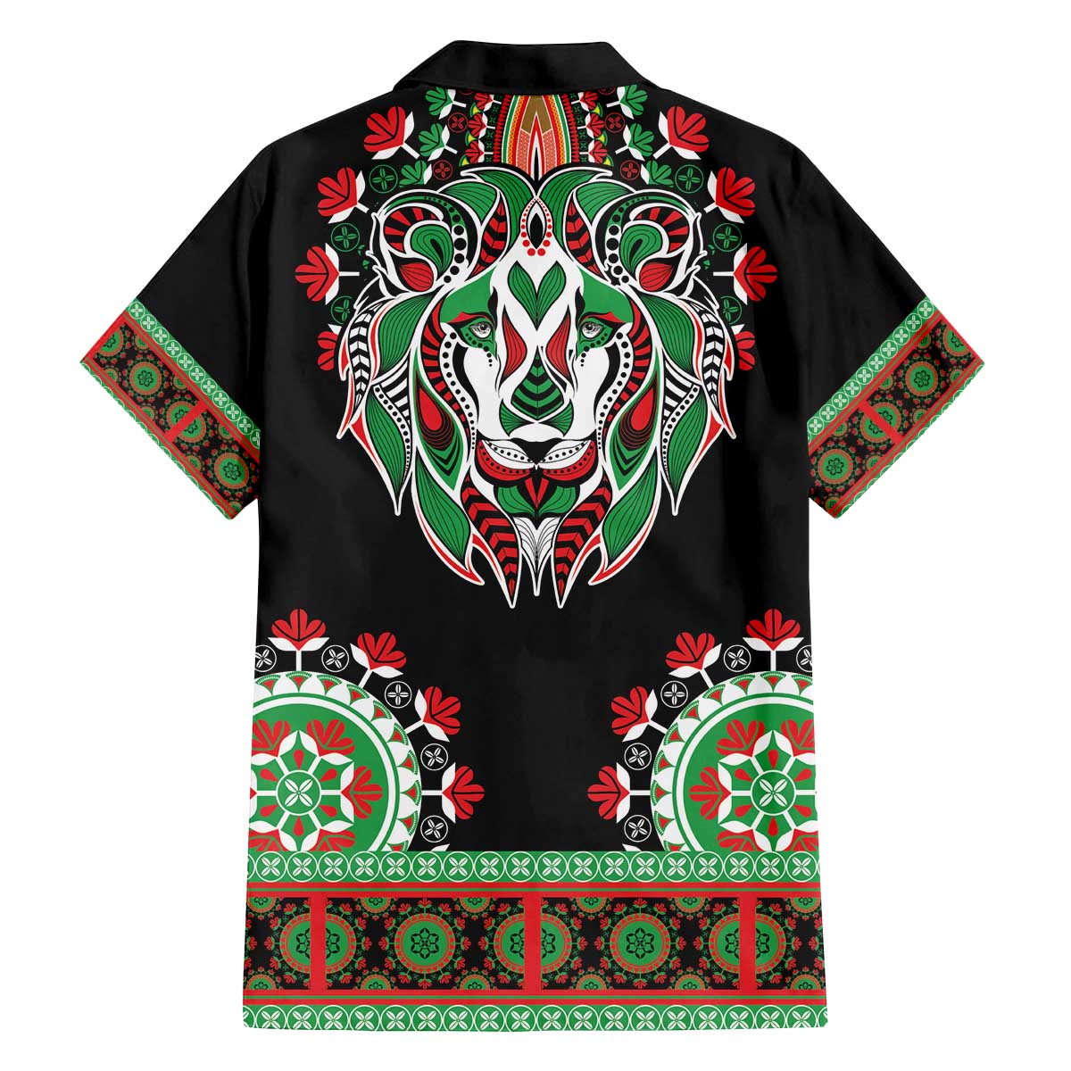 Libya Barbary Lion Family Matching Off The Shoulder Long Sleeve Dress and Hawaiian Shirt Dashiki Simple Style LT05 - Wonder Print Shop