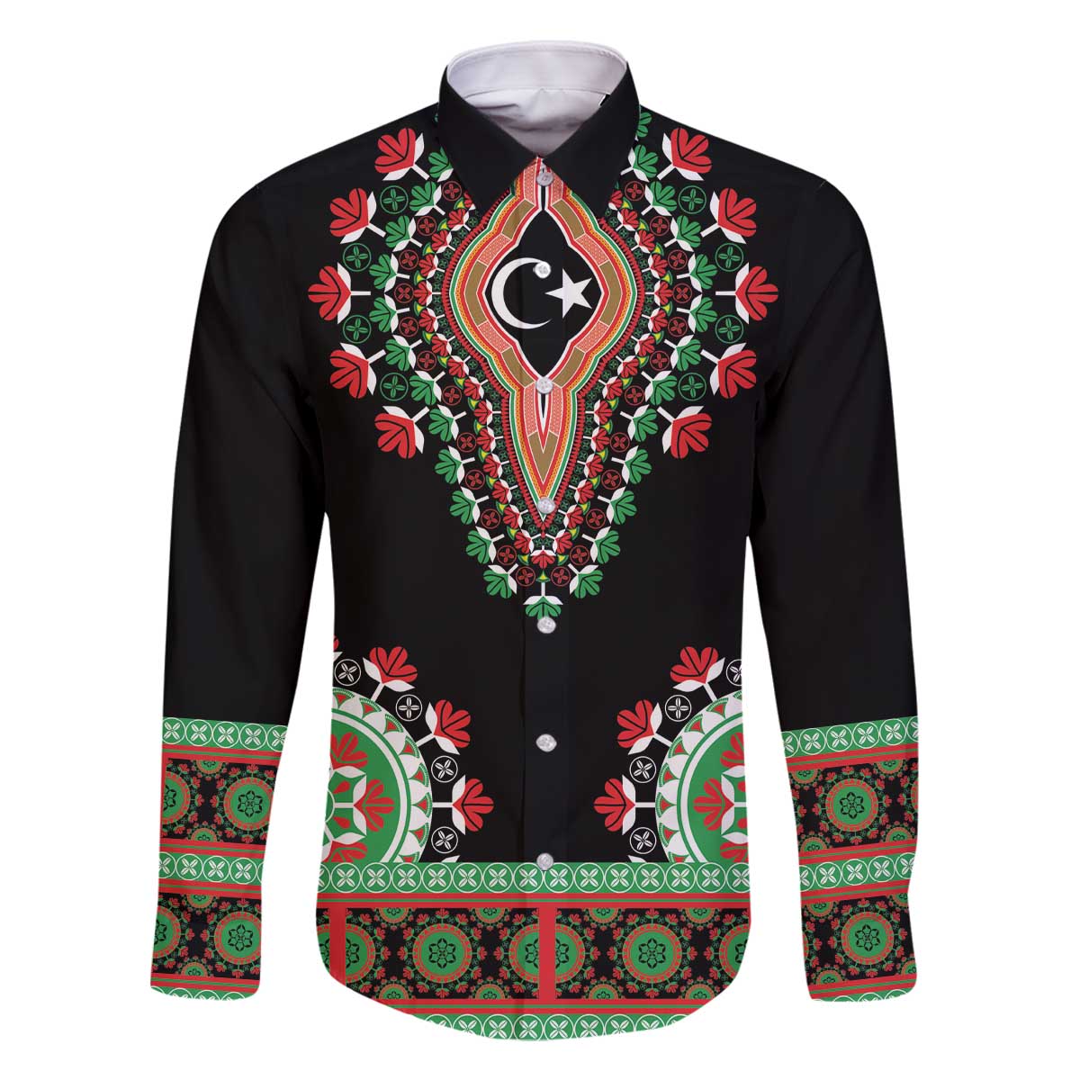 Libya Barbary Lion Family Matching Off The Shoulder Long Sleeve Dress and Hawaiian Shirt Dashiki Simple Style LT05 - Wonder Print Shop