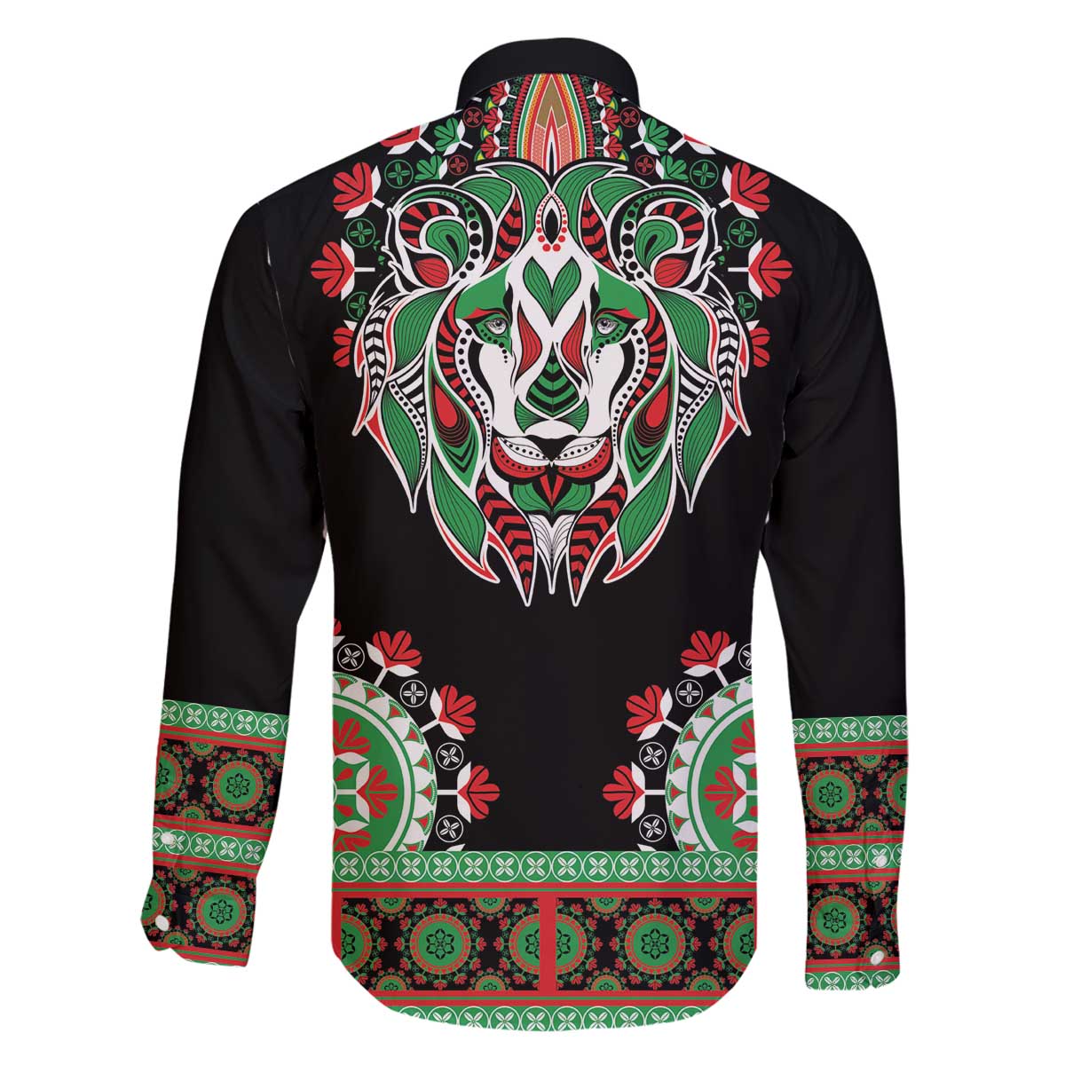 Libya Barbary Lion Family Matching Off The Shoulder Long Sleeve Dress and Hawaiian Shirt Dashiki Simple Style LT05 - Wonder Print Shop