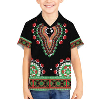 Libya Barbary Lion Family Matching Off The Shoulder Long Sleeve Dress and Hawaiian Shirt Dashiki Simple Style LT05 - Wonder Print Shop