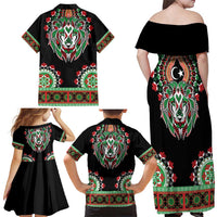 Libya Barbary Lion Family Matching Off Shoulder Maxi Dress and Hawaiian Shirt Dashiki Simple Style LT05 - Wonder Print Shop