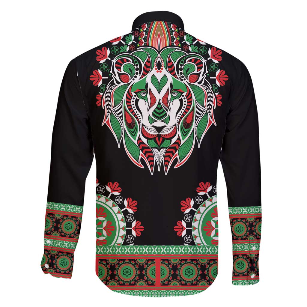 Libya Barbary Lion Family Matching Off Shoulder Short Dress and Hawaiian Shirt Dashiki Simple Style LT05 - Wonder Print Shop