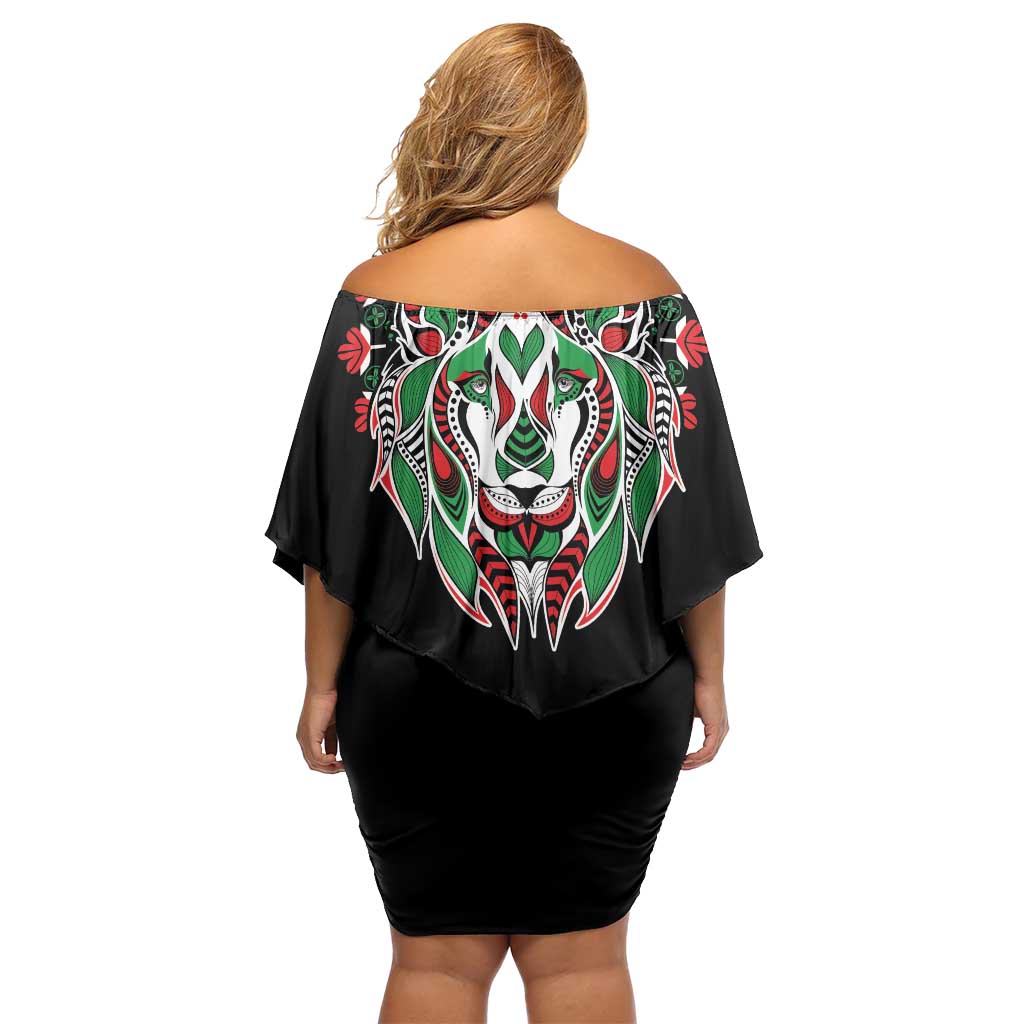 Libya Barbary Lion Family Matching Off Shoulder Short Dress and Hawaiian Shirt Dashiki Simple Style LT05 - Wonder Print Shop