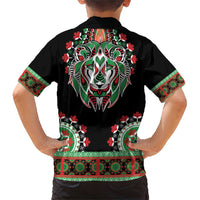 Libya Barbary Lion Family Matching Short Sleeve Bodycon Dress and Hawaiian Shirt Dashiki Simple Style LT05 - Wonder Print Shop