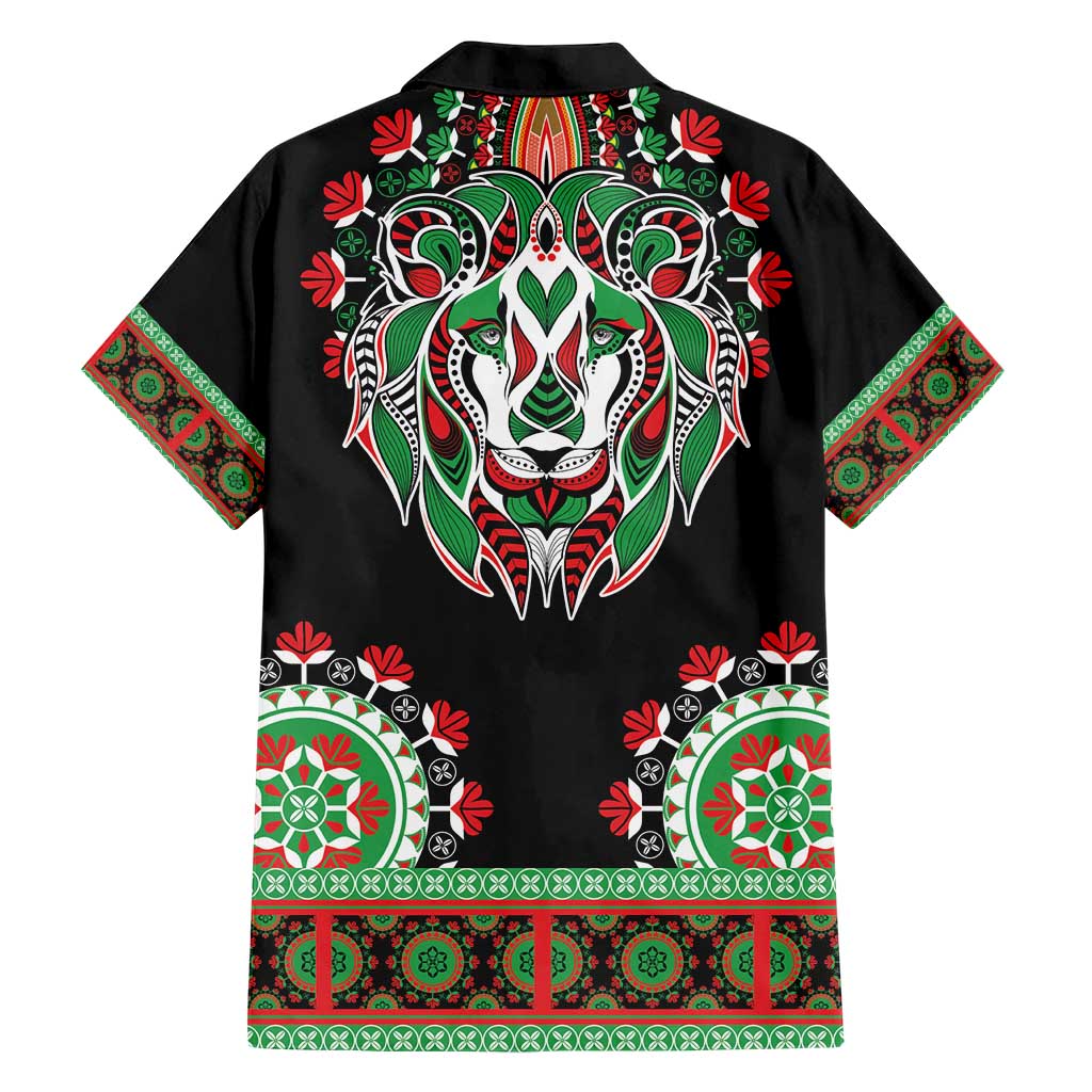 Libya Barbary Lion Family Matching Short Sleeve Bodycon Dress and Hawaiian Shirt Dashiki Simple Style LT05 - Wonder Print Shop