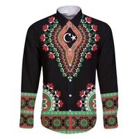 Libya Barbary Lion Family Matching Short Sleeve Bodycon Dress and Hawaiian Shirt Dashiki Simple Style LT05 - Wonder Print Shop