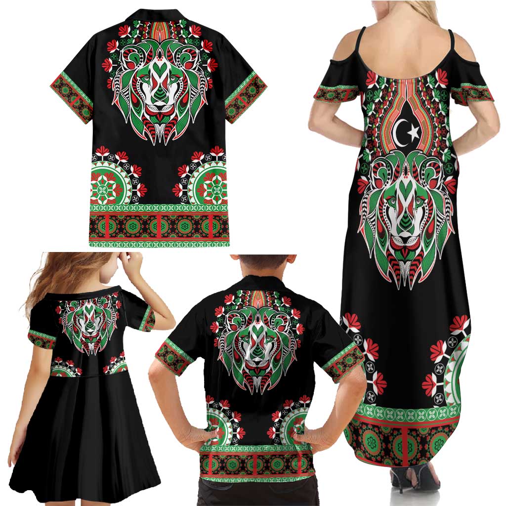 Libya Barbary Lion Family Matching Summer Maxi Dress and Hawaiian Shirt Dashiki Simple Style LT05 - Wonder Print Shop