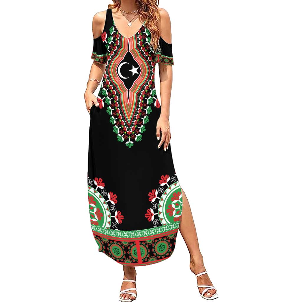 Libya Barbary Lion Family Matching Summer Maxi Dress and Hawaiian Shirt Dashiki Simple Style LT05 - Wonder Print Shop