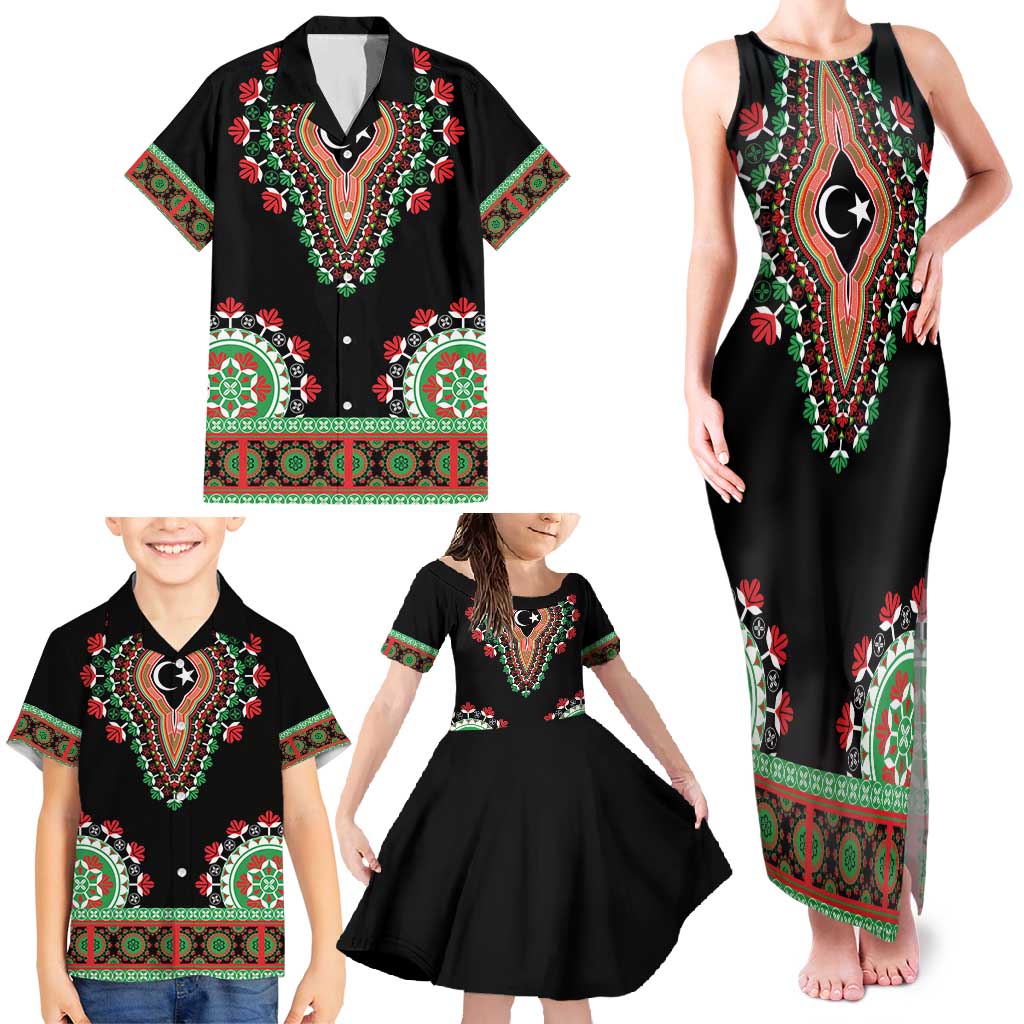 Libya Barbary Lion Family Matching Tank Maxi Dress and Hawaiian Shirt Dashiki Simple Style LT05 - Wonder Print Shop