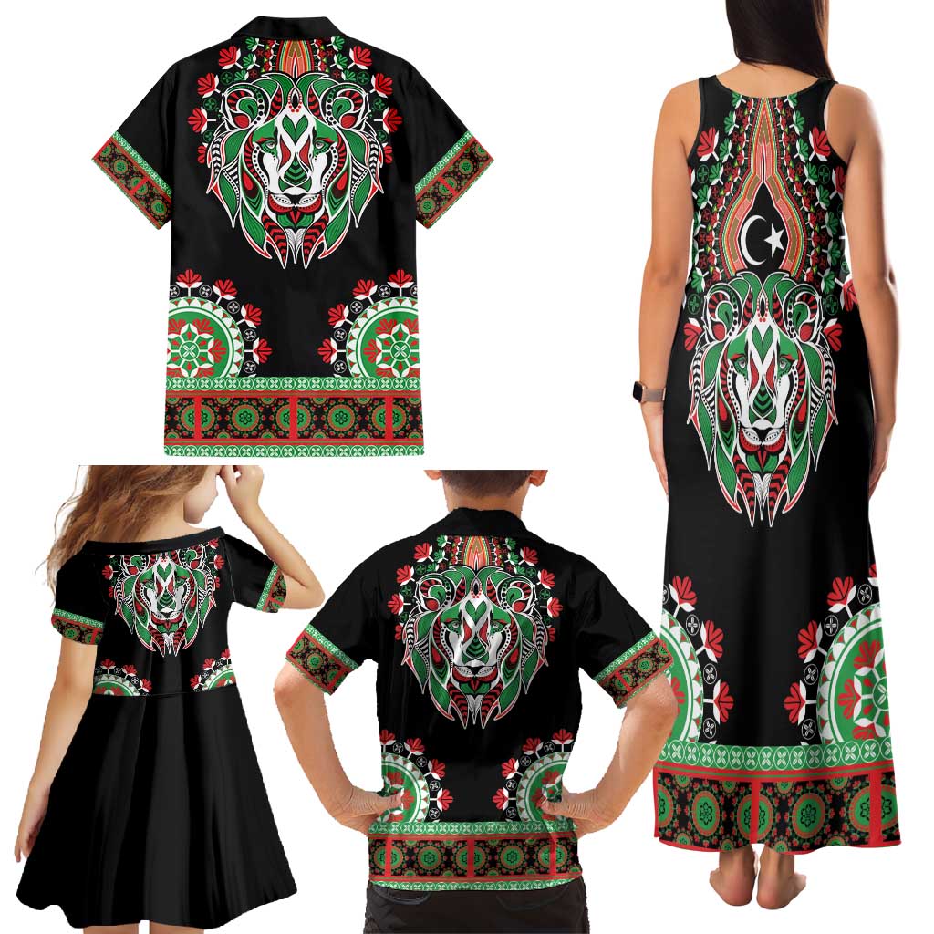Libya Barbary Lion Family Matching Tank Maxi Dress and Hawaiian Shirt Dashiki Simple Style LT05 - Wonder Print Shop