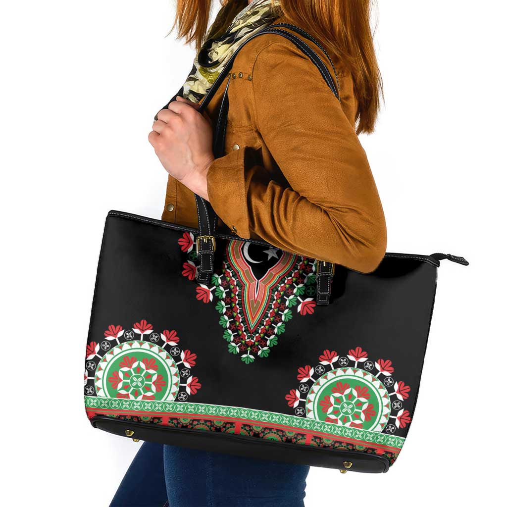 Libya Barbary Lion Leather Tote Bag Dashiki Simple Style LT05 - Wonder Print Shop
