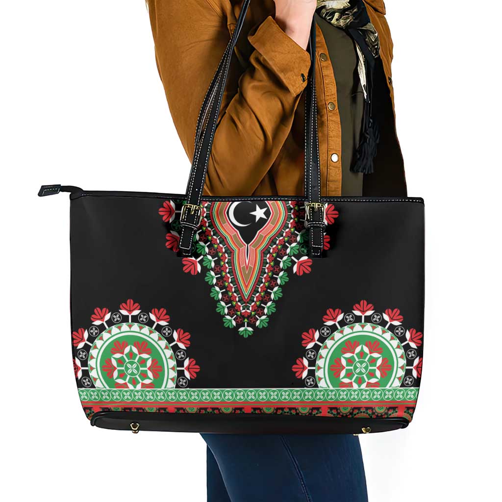 Libya Barbary Lion Leather Tote Bag Dashiki Simple Style LT05 - Wonder Print Shop