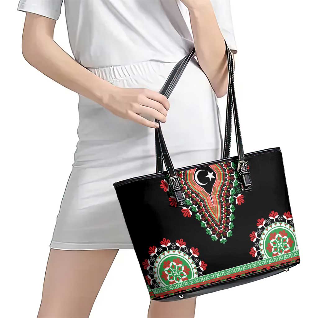 Libya Barbary Lion Leather Tote Bag Dashiki Simple Style LT05 - Wonder Print Shop