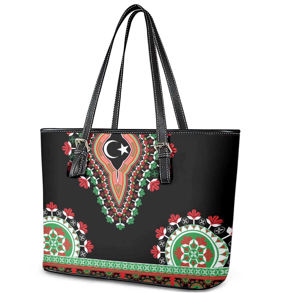 Libya Barbary Lion Leather Tote Bag Dashiki Simple Style LT05 - Wonder Print Shop