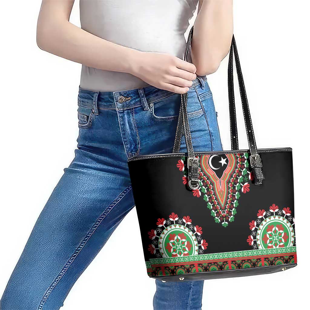 Libya Barbary Lion Leather Tote Bag Dashiki Simple Style LT05 - Wonder Print Shop