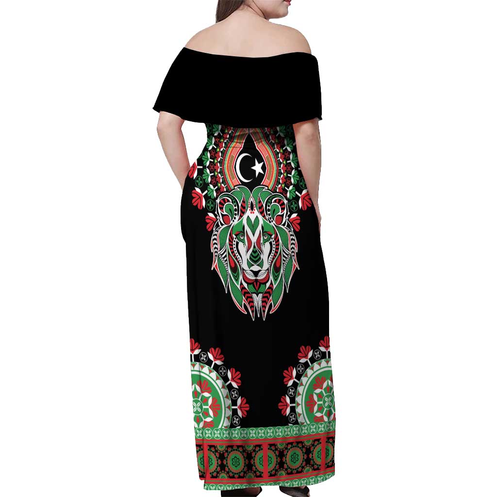 Libya Barbary Lion Off Shoulder Maxi Dress Dashiki Simple Style LT05 - Wonder Print Shop