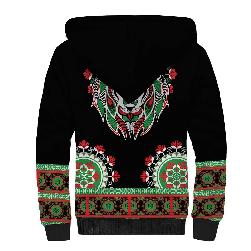 Libya Barbary Lion Sherpa Hoodie Dashiki Simple Style LT05 - Wonder Print Shop