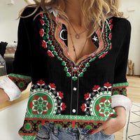 Libya Barbary Lion Women Casual Shirt Dashiki Simple Style LT05 - Wonder Print Shop