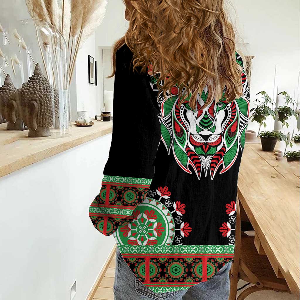 Libya Barbary Lion Women Casual Shirt Dashiki Simple Style LT05 - Wonder Print Shop