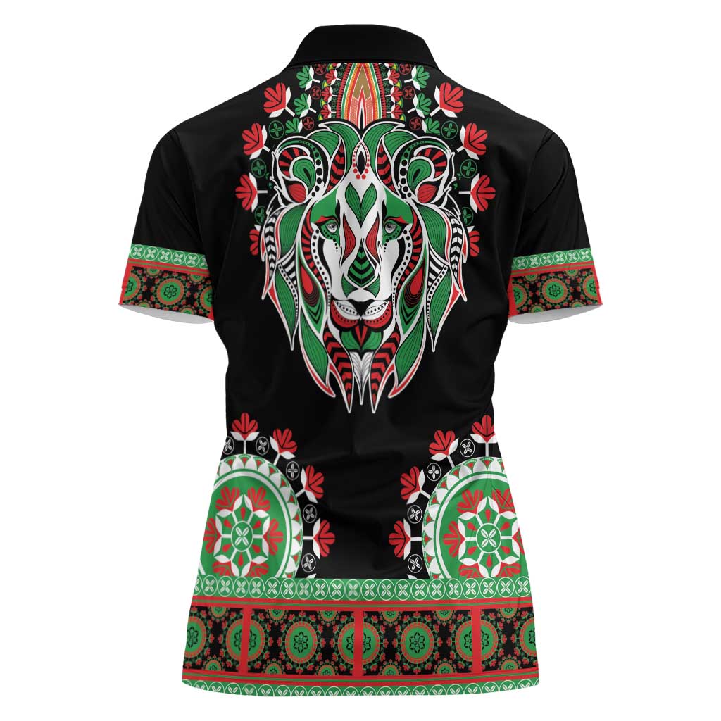 Libya Barbary Lion Women Polo Shirt Dashiki Simple Style LT05 - Wonder Print Shop