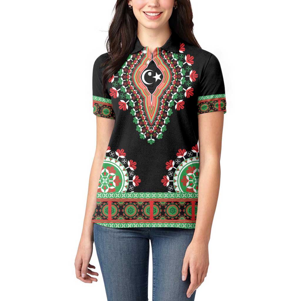 Libya Barbary Lion Women Polo Shirt Dashiki Simple Style LT05 - Wonder Print Shop