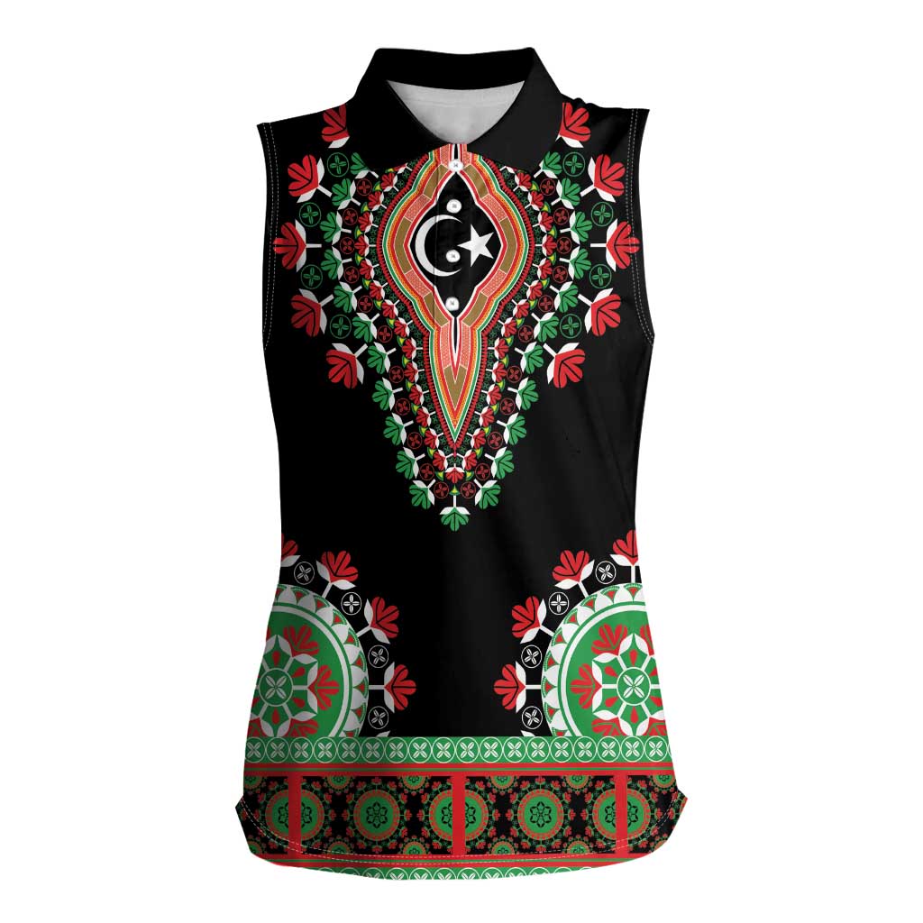 Libya Barbary Lion Women Sleeveless Polo Shirt Dashiki Simple Style LT05 - Wonder Print Shop