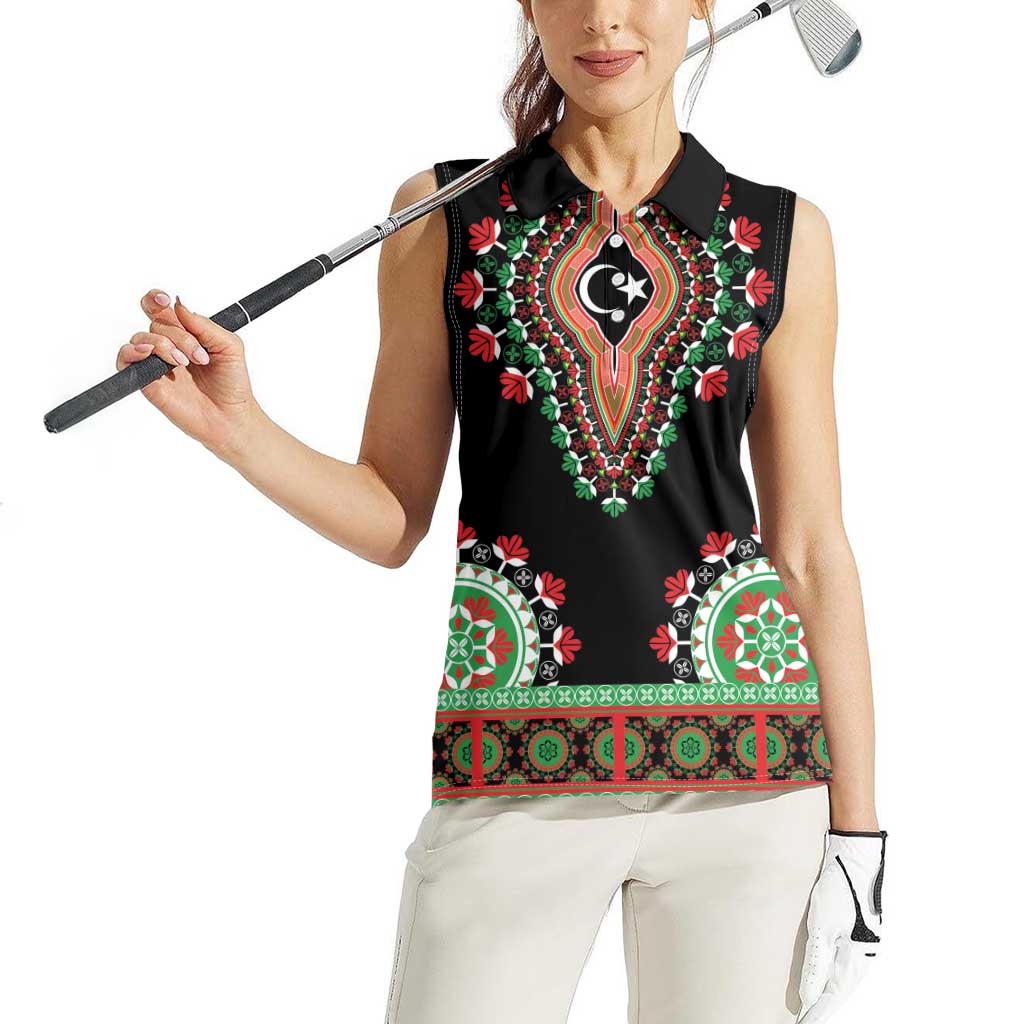 Libya Barbary Lion Women Sleeveless Polo Shirt Dashiki Simple Style LT05 - Wonder Print Shop