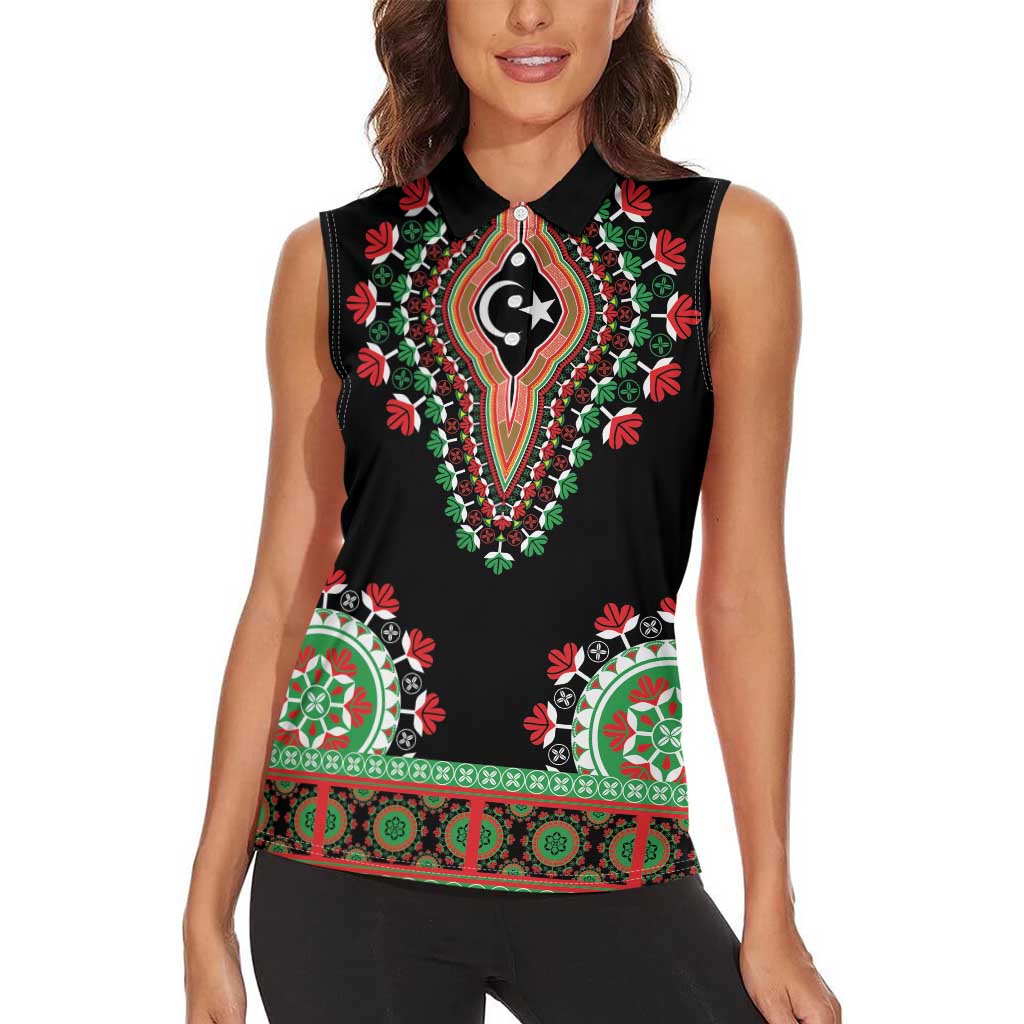 Libya Barbary Lion Women Sleeveless Polo Shirt Dashiki Simple Style LT05 - Wonder Print Shop