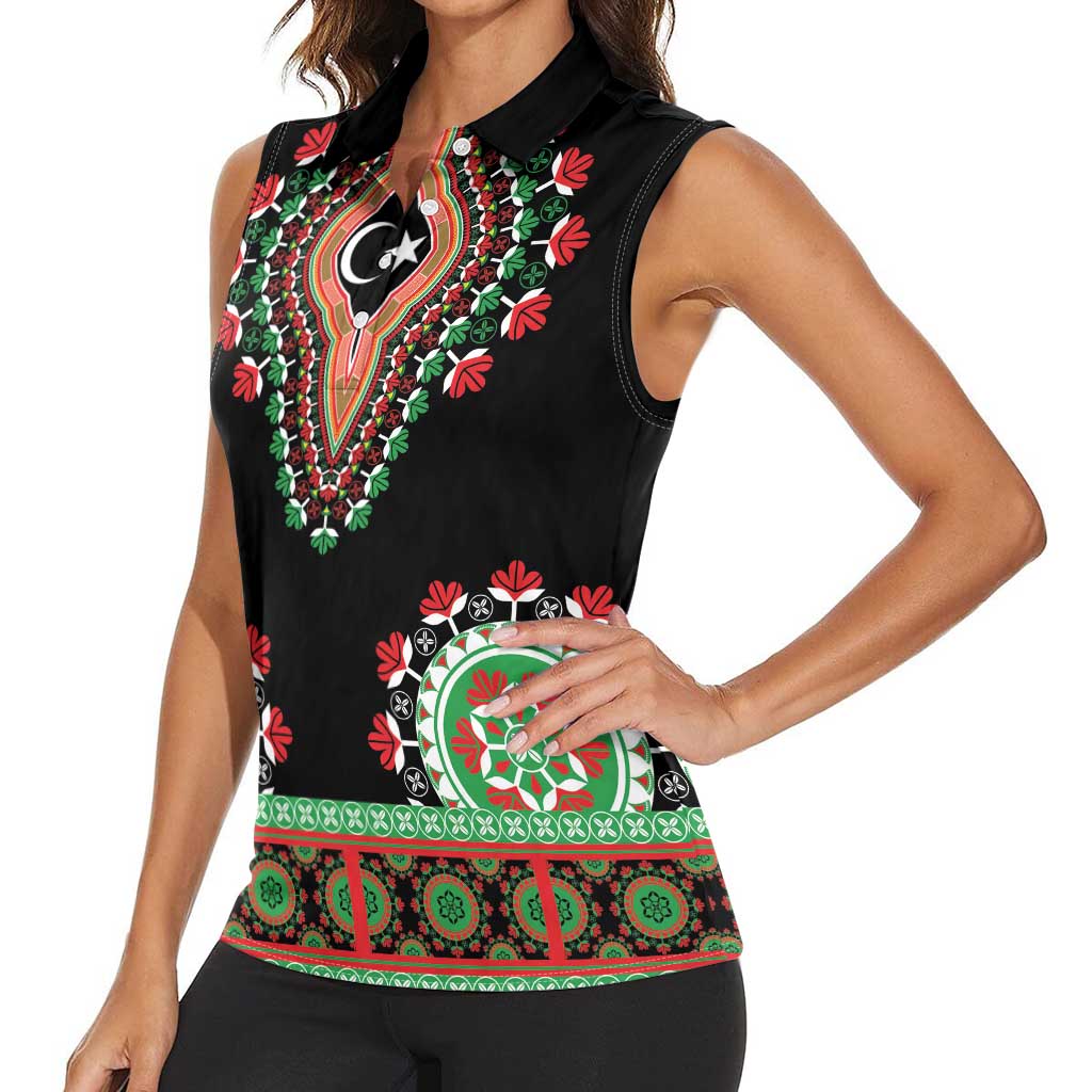 Libya Barbary Lion Women Sleeveless Polo Shirt Dashiki Simple Style LT05 - Wonder Print Shop
