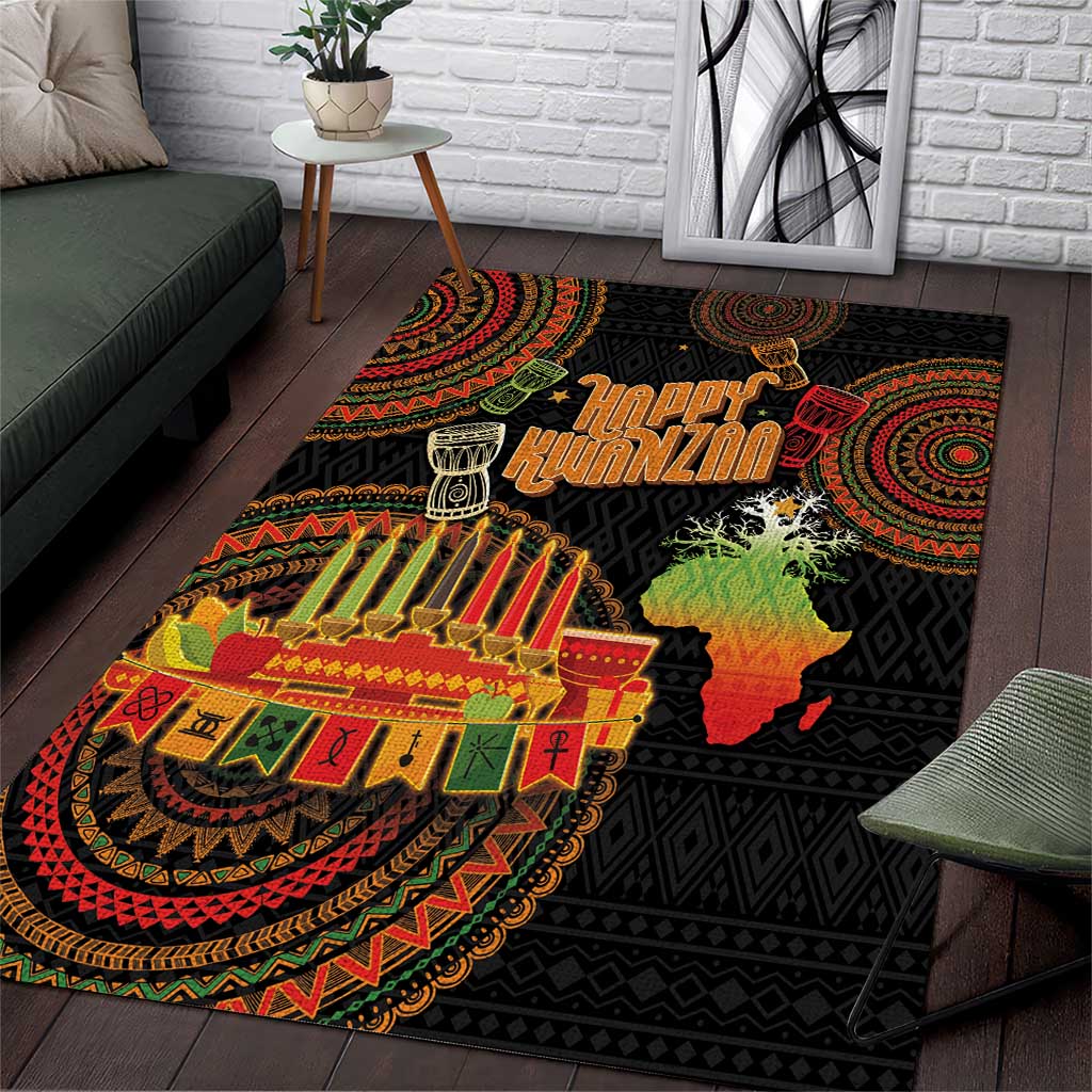 Kwanzaa Kinara Candles Area Rug African Tribal Pattern LT05 - Wonder Print Shop
