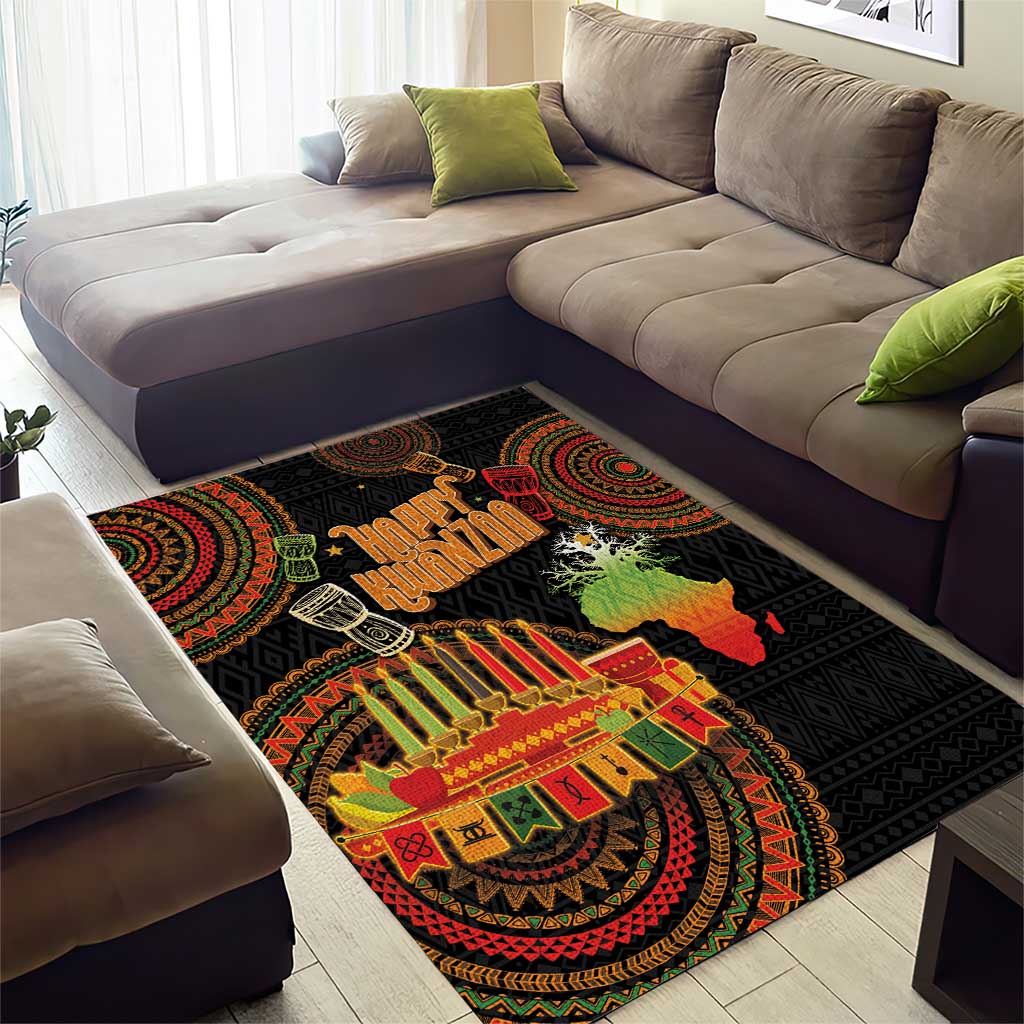 Kwanzaa Kinara Candles Area Rug African Tribal Pattern LT05 - Wonder Print Shop