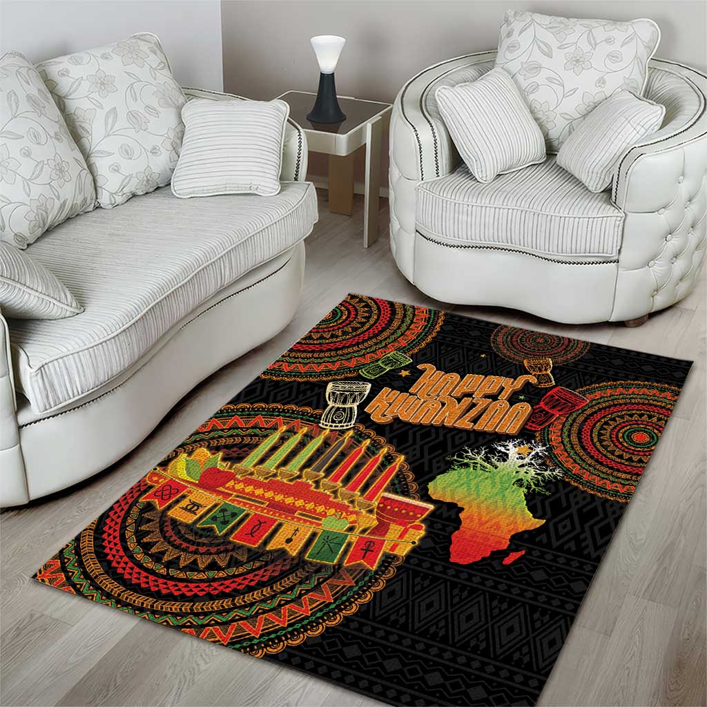 Kwanzaa Kinara Candles Area Rug African Tribal Pattern LT05 - Wonder Print Shop