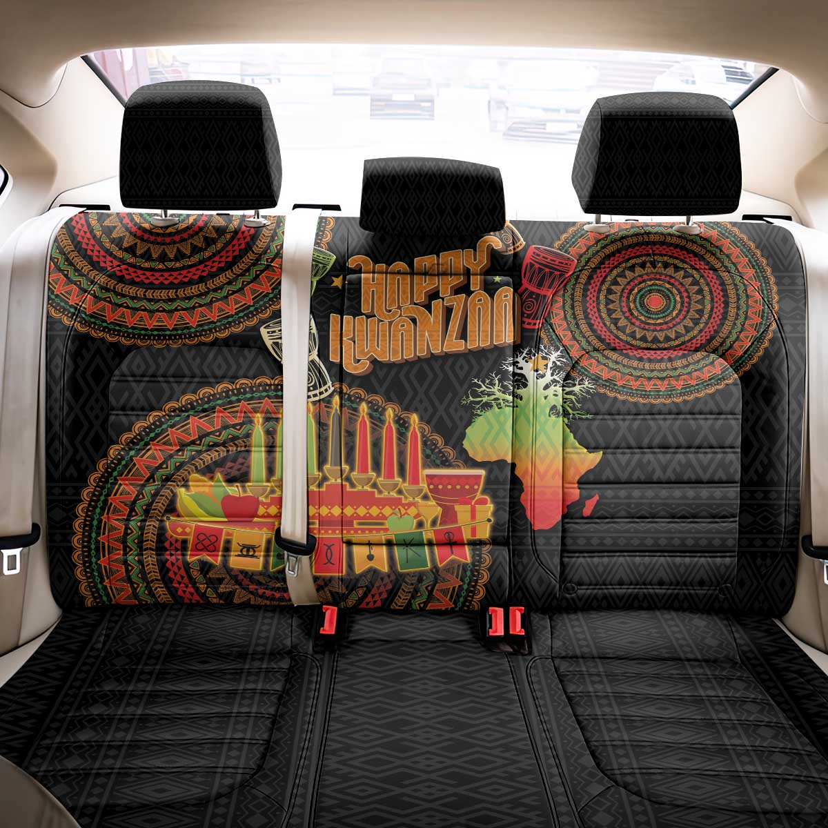 Kwanzaa Kinara Candles Back Car Seat Cover African Tribal Pattern LT05 - Wonder Print Shop