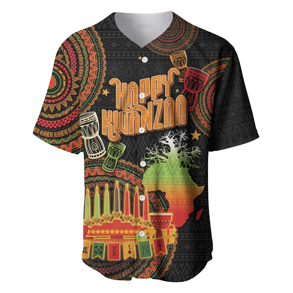 Kwanzaa Kinara Candles Baseball Jersey African Tribal Pattern LT05 - Wonder Print Shop