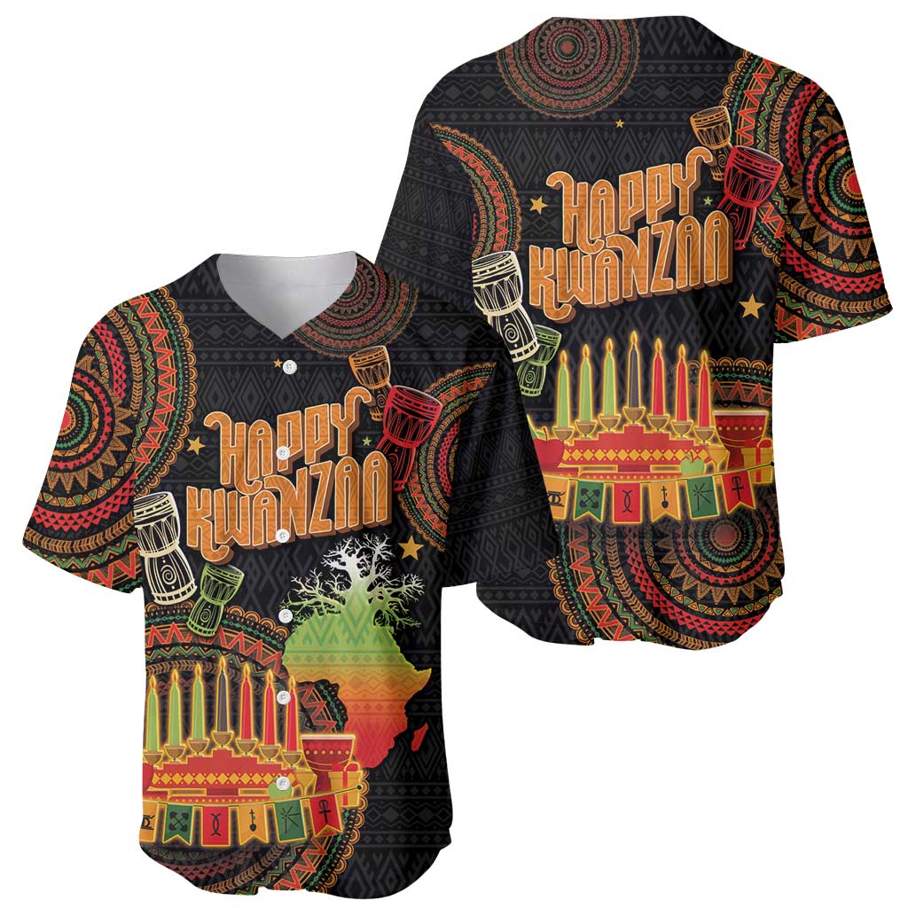 Kwanzaa Kinara Candles Baseball Jersey African Tribal Pattern LT05 - Wonder Print Shop