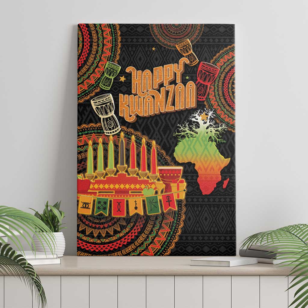 Kwanzaa Kinara Candles Canvas Wall Art African Tribal Pattern LT05 - Wonder Print Shop