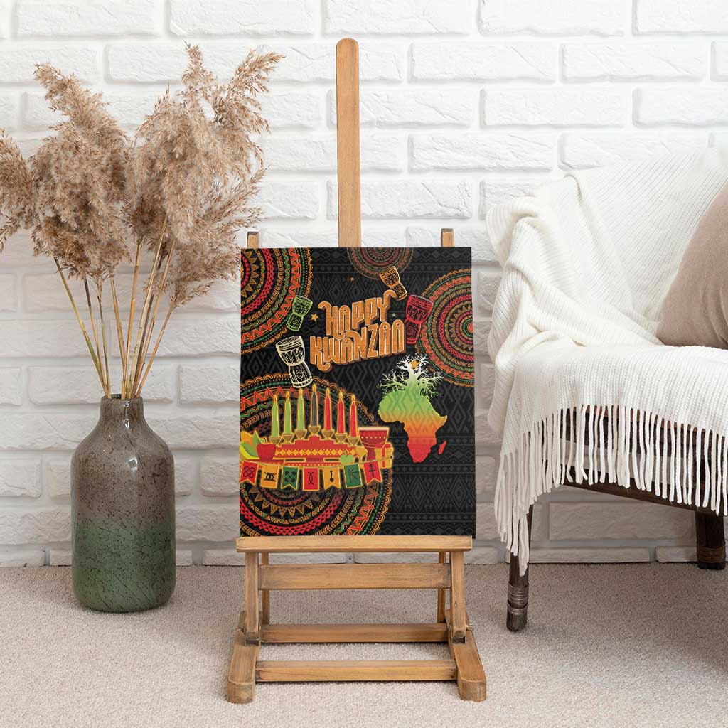 Kwanzaa Kinara Candles Canvas Wall Art African Tribal Pattern LT05 - Wonder Print Shop