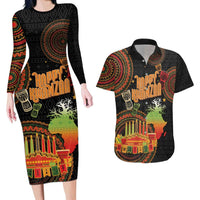 Kwanzaa Kinara Candles Couples Matching Long Sleeve Bodycon Dress and Hawaiian Shirt African Tribal Pattern LT05 - Wonder Print Shop