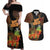 Kwanzaa Kinara Candles Couples Matching Off Shoulder Maxi Dress and Hawaiian Shirt African Tribal Pattern LT05 - Wonder Print Shop
