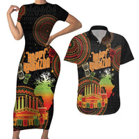 Kwanzaa Kinara Candles Couples Matching Short Sleeve Bodycon Dress and Hawaiian Shirt African Tribal Pattern LT05 - Wonder Print Shop