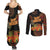 Kwanzaa Kinara Candles Couples Matching Summer Maxi Dress and Long Sleeve Button Shirt African Tribal Pattern LT05 - Wonder Print Shop