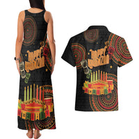 Kwanzaa Kinara Candles Couples Matching Tank Maxi Dress and Hawaiian Shirt African Tribal Pattern LT05 - Wonder Print Shop