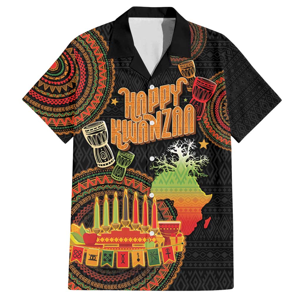 Kwanzaa Kinara Candles Family Matching Long Sleeve Bodycon Dress and Hawaiian Shirt African Tribal Pattern LT05 - Wonder Print Shop