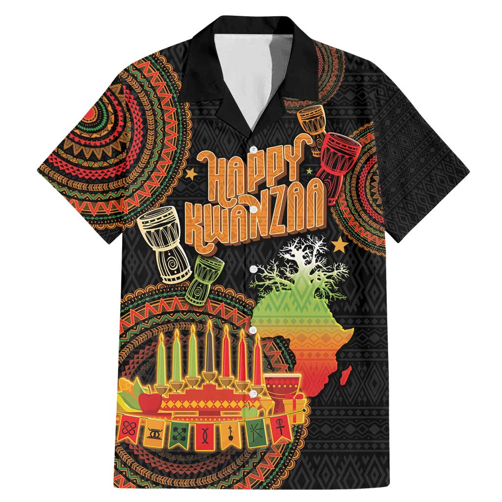 Kwanzaa Kinara Candles Family Matching Mermaid Dress and Hawaiian Shirt African Tribal Pattern LT05 - Wonder Print Shop