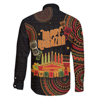 Kwanzaa Kinara Candles Family Matching Off The Shoulder Long Sleeve Dress and Hawaiian Shirt African Tribal Pattern LT05 - Wonder Print Shop