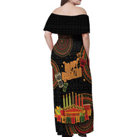 Kwanzaa Kinara Candles Family Matching Off Shoulder Maxi Dress and Hawaiian Shirt African Tribal Pattern LT05 - Wonder Print Shop