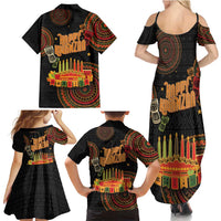 Kwanzaa Kinara Candles Family Matching Summer Maxi Dress and Hawaiian Shirt African Tribal Pattern LT05 - Wonder Print Shop