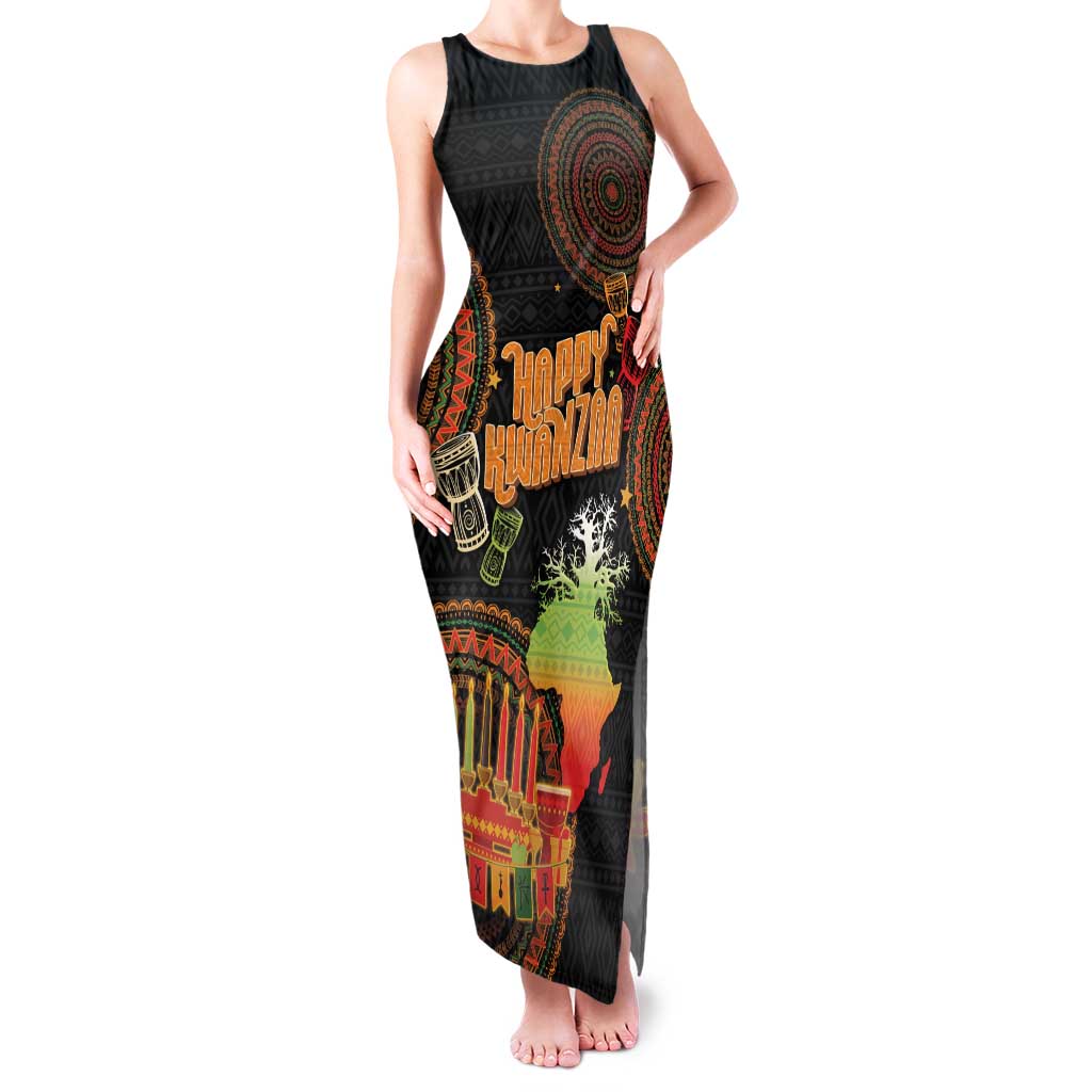 Kwanzaa Kinara Candles Family Matching Tank Maxi Dress and Hawaiian Shirt African Tribal Pattern LT05 - Wonder Print Shop